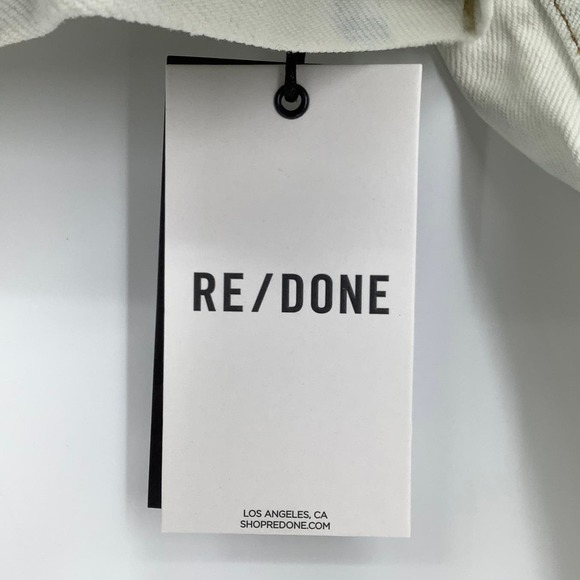 NEW! RE/DONE Size Medium Cropped Denim Trucker Jacket Sunbleach $385 msrp I9-5 - Picture 6 of 9